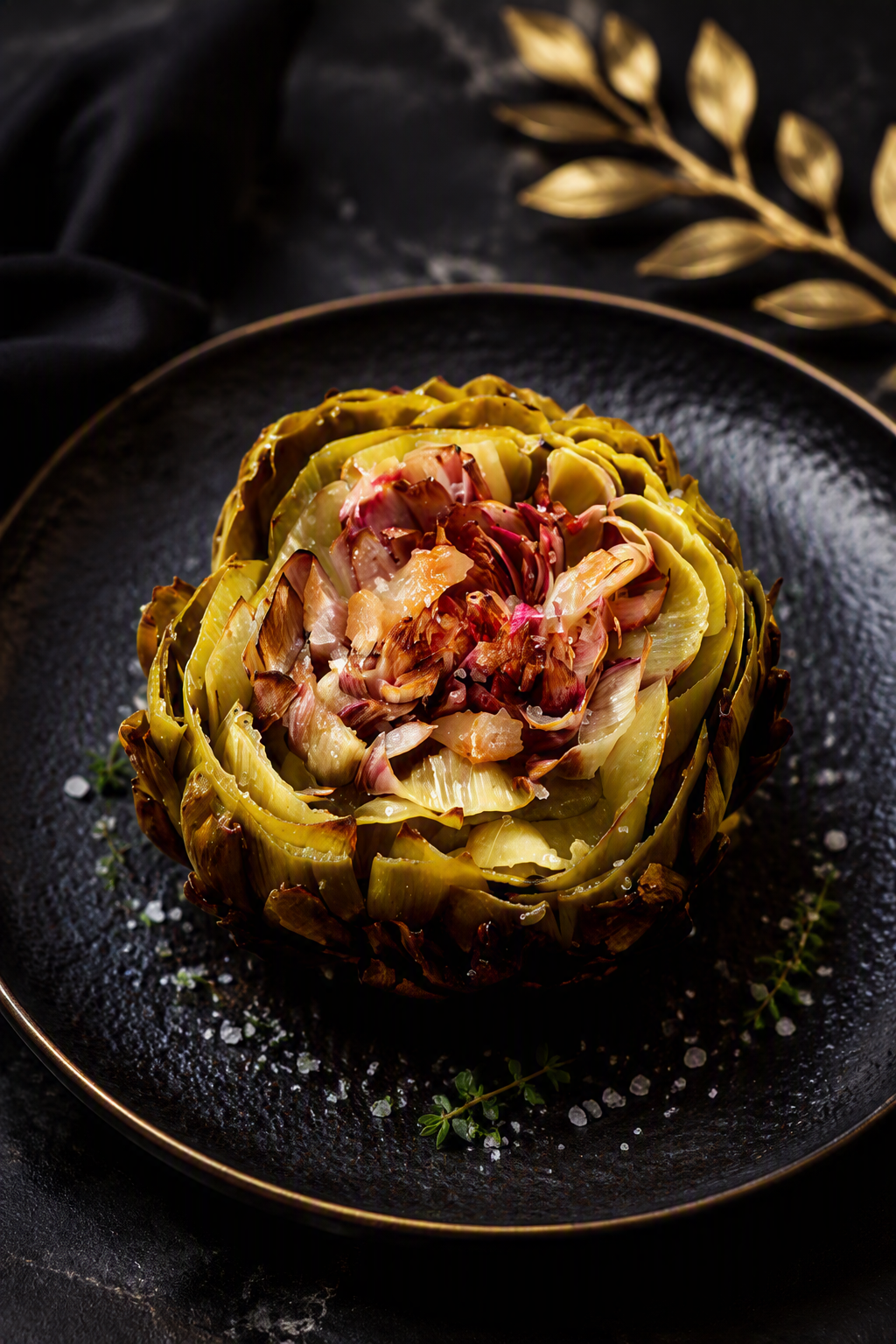 WORD IT´S THE SEASON ARTICHOKE ROOTS ON THE PLATE